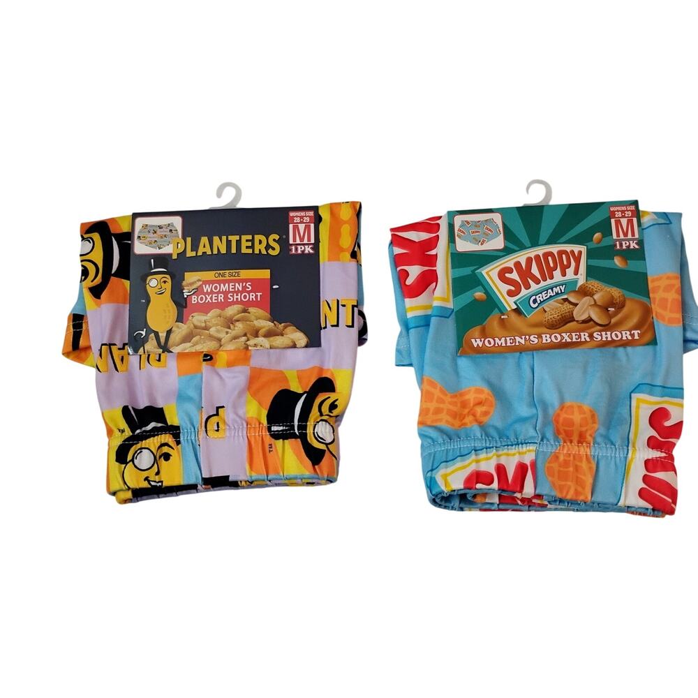 NWT Womens Med Boxers Planters Skippy PB Graphic Lounge Sleep Boxer Shorts Set
